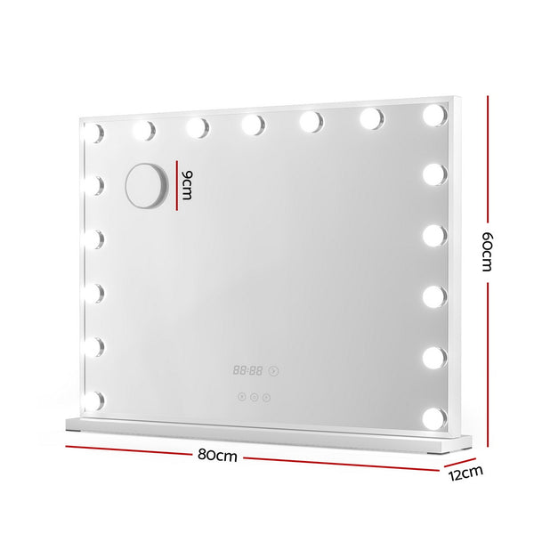 Embellir Makeup Mirror 80x60cm Hollywood Vanity with LED Light Tabletop White