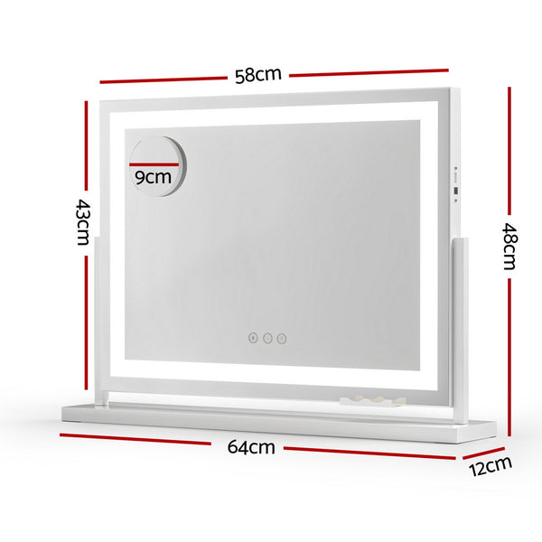 Embellir Makeup Mirror 58x46cm 360～ Rotatable Vanity Mirror with Lights Bright Light Strip Adjustable