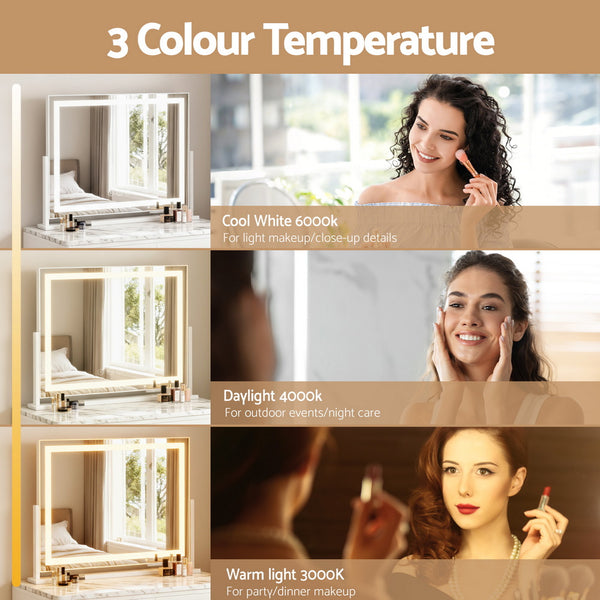 Embellir Makeup Mirror 58x46cm 360～ Rotatable Vanity Mirror with Lights Bright Light Strip Adjustable