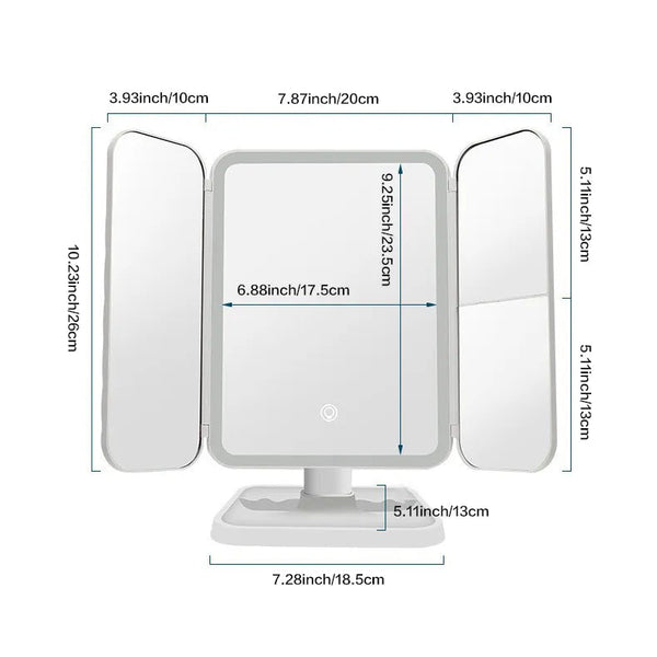 Trifold LED Makeup Mirror Beauty Lights