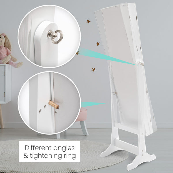 Mirror Jewellery Cabinet Organiser 2 Drawers LOWE 146cm WHITE