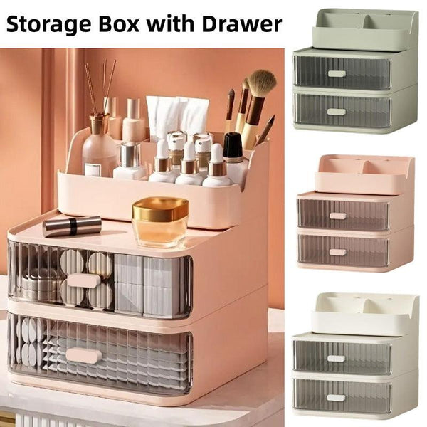 Drawer Storage Box Stationery Cosmetic Organizer Multi Purpose Desktop Holder - Green