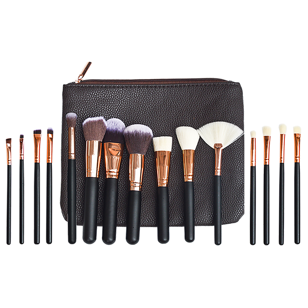 Soft 15Pcs Pro Face Powder Makeup Brushes Set Eyeshader Blending Highlight Tools