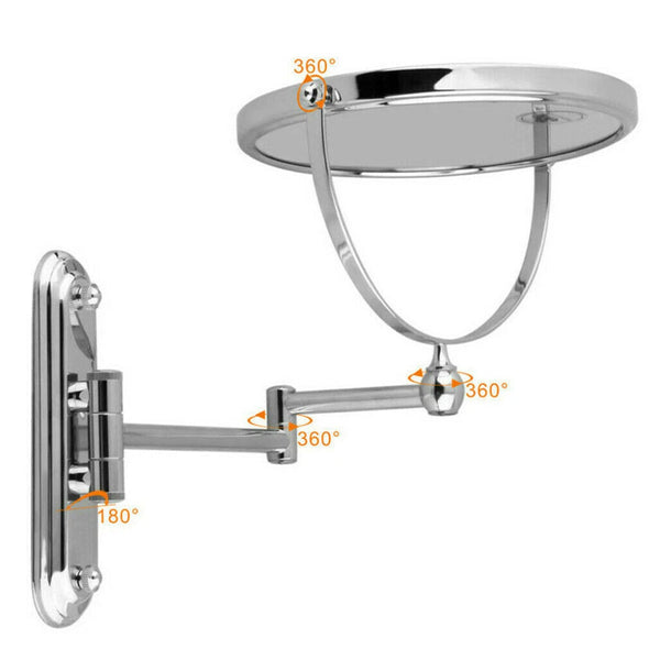 Extendable Wall-Mounted Makeup Mirror with 10× Magnification, Double-Sided