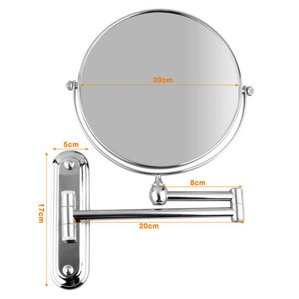 Extendable Wall-Mounted Makeup Mirror with 10× Magnification, Double-Sided
